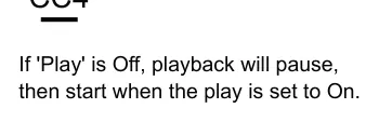 Setting up Rec Mode Behaviour - Hold Menu diagram: If 'Play' is Off, playback will pause, then start when the play is set to On.