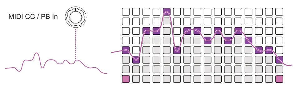 External MIDI Recording diagram: MIDI CC / PB In