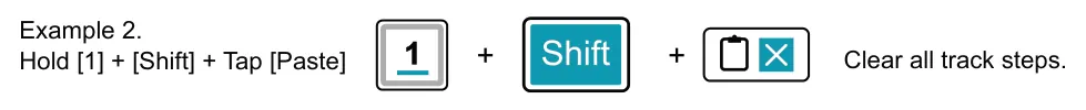 Selecting a Track diagram: Example 2. Hold [1] + [Shift] + Tap [Paste] + + Clear all track steps.
