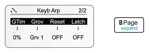 5.3 Arpeggiators diagram: Keyb Arp 2/2 GTim Grov Reset Latch 0% Grv 1 OFF OFF