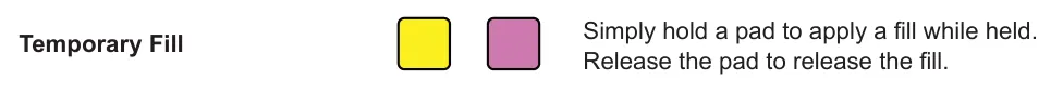 Fills diagram: Temporary Fill Simply hold a pad to apply a fill while held. Release the pad to release the fill.