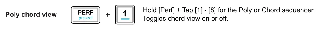 Loops diagram: Hold [Perf] + Tap [1] - [8] for the Poly or Chord sequencer. Toggles chord view on or off. Poly chord view +